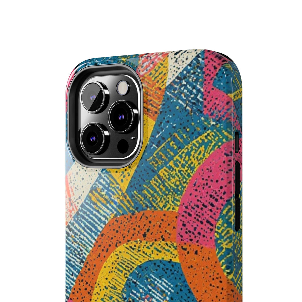 Bold Retro Abstract Tough Phone Case — Colorful Geometric Protective Cover
