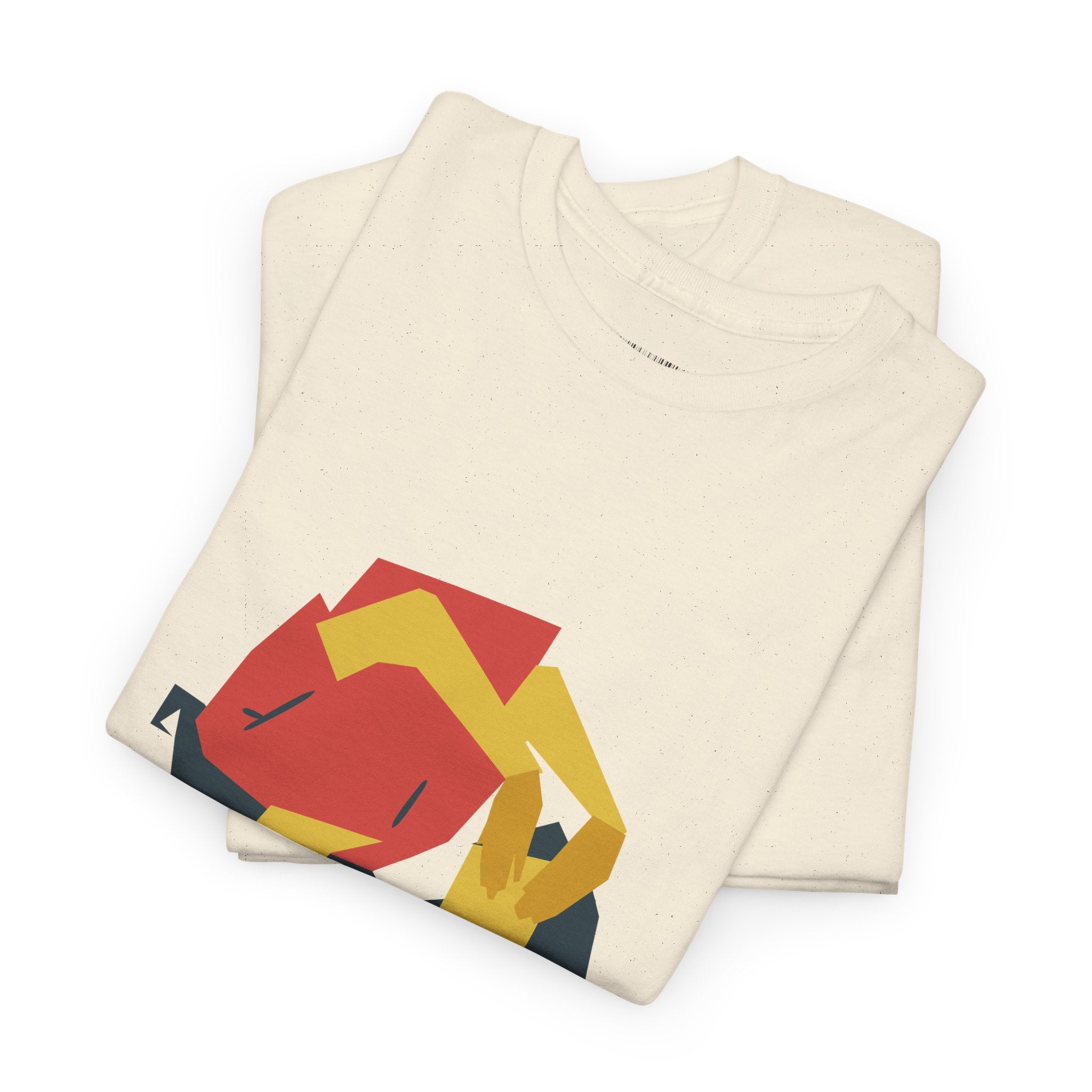 Geometric Fox Tee — Stylized Red & Yellow Fox Illustration T-Shirt