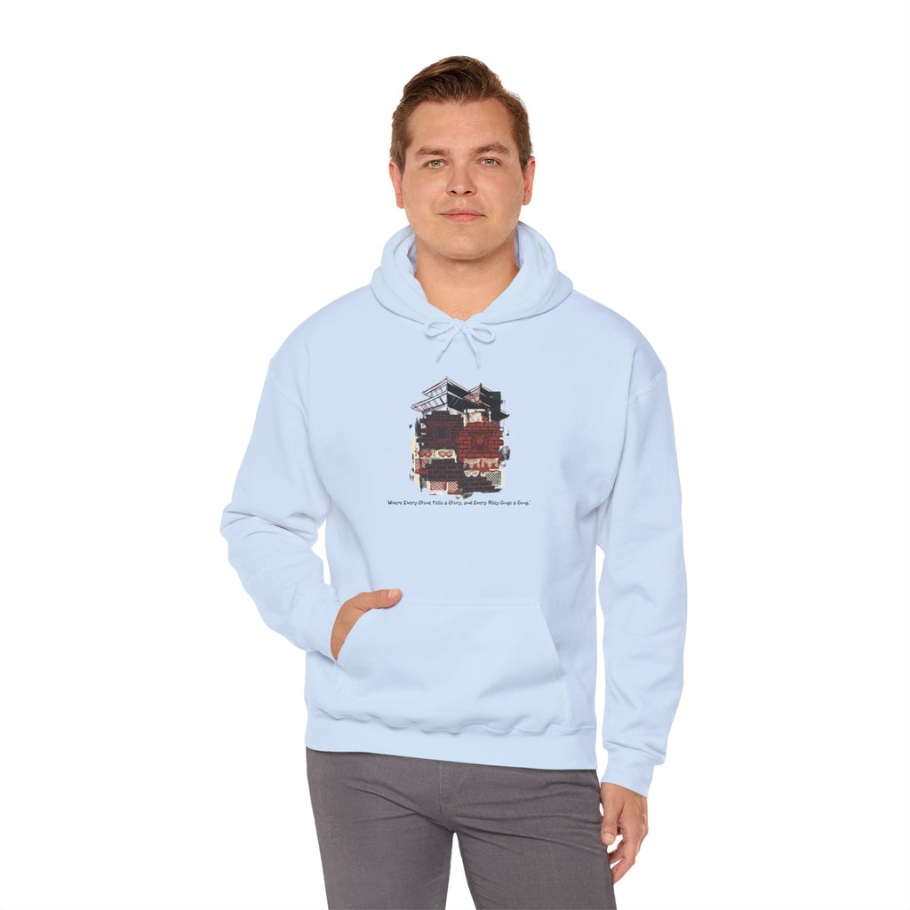 Hoodie — Vintage Urban Industrial Building Graphic Hoodie (Architectural Sketch)