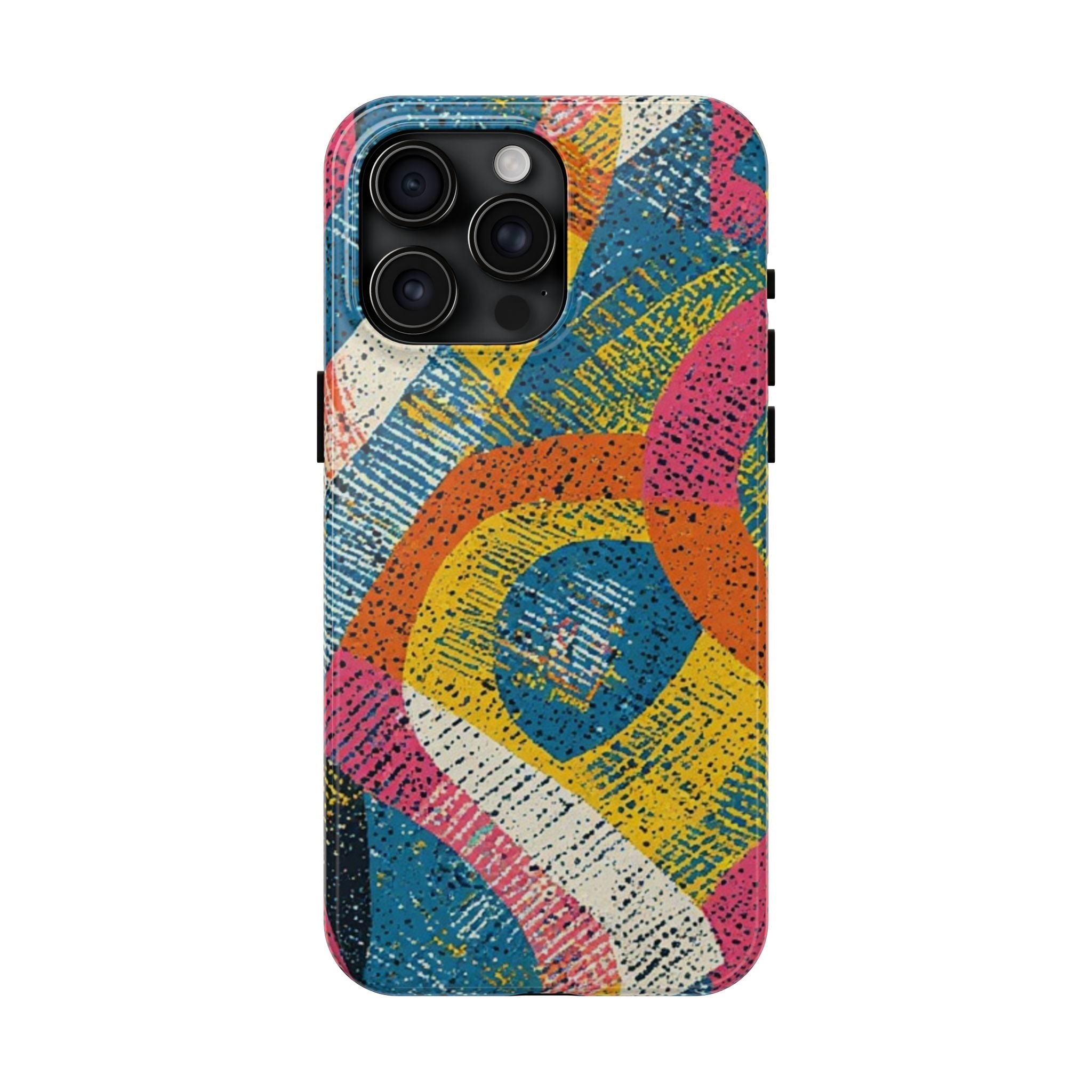 Bold Retro Abstract Tough Phone Case — Colorful Geometric Protective Cover