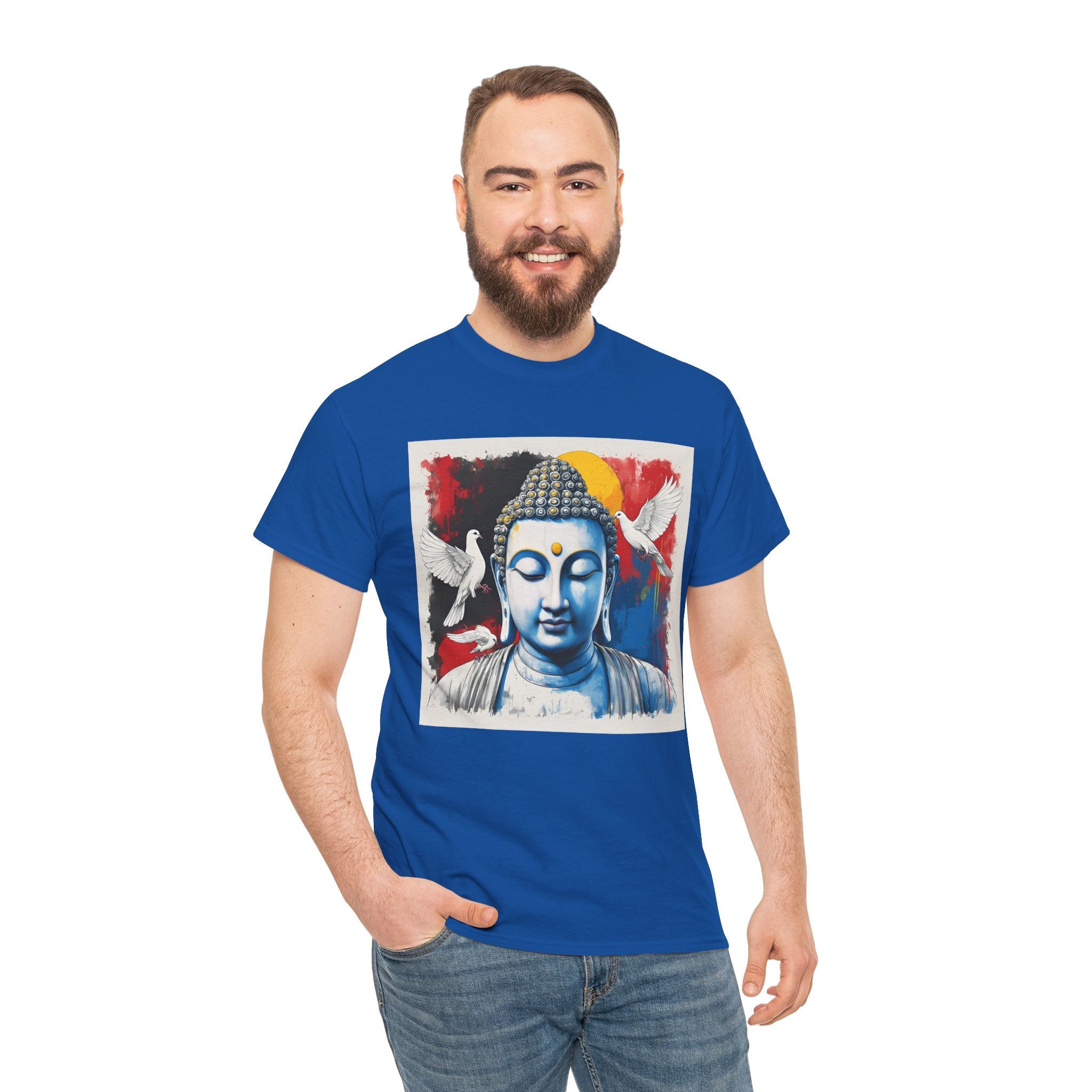 Buddha Peace Tee — Colorful Buddha & Doves Graphic T-Shirt