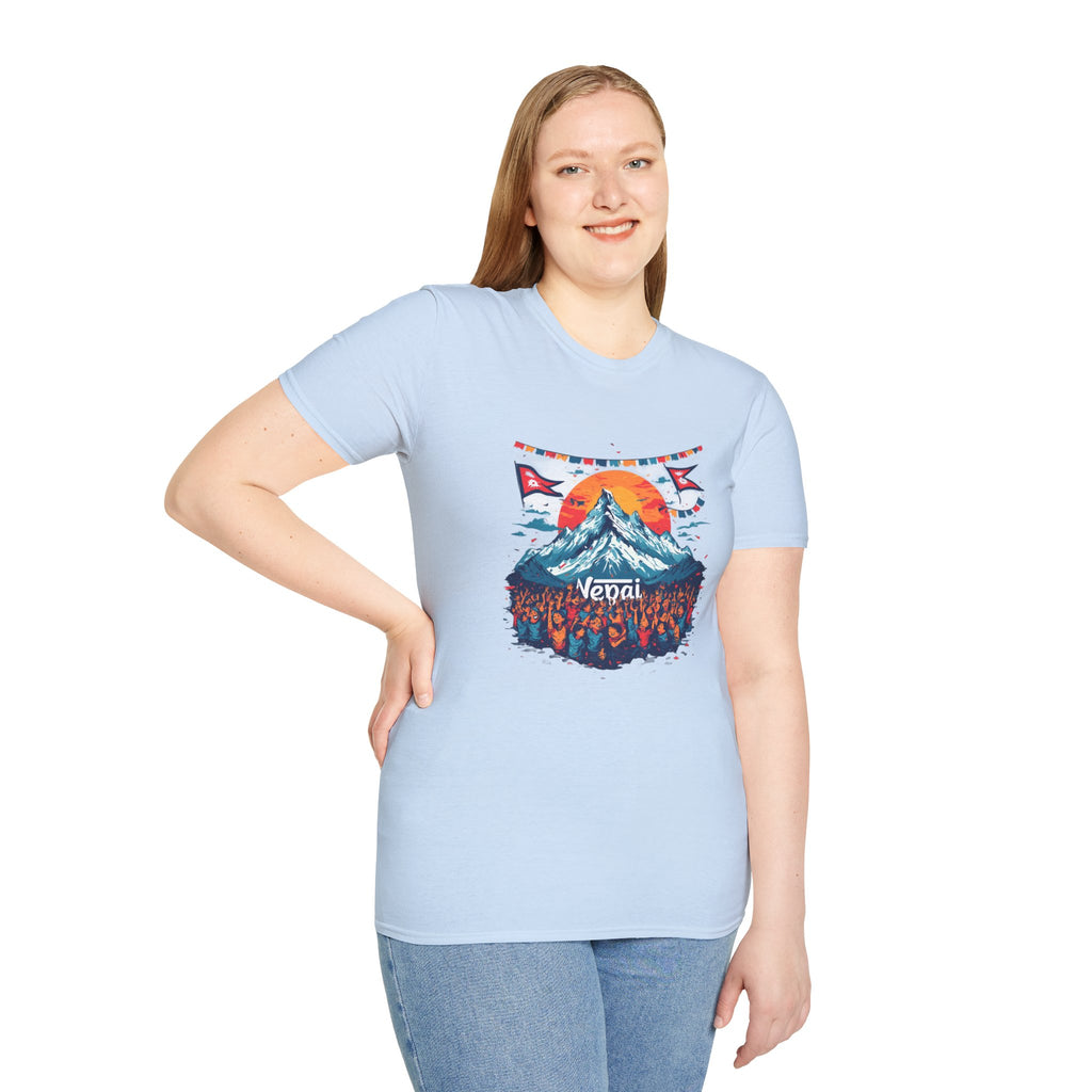 Nepal Mountain Sunrise T-Shirt — Retro Trekking Graphic Tee