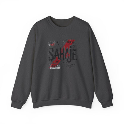 Crewneck Sweatshirt — 'Sahaje' Distressed Script Graphic