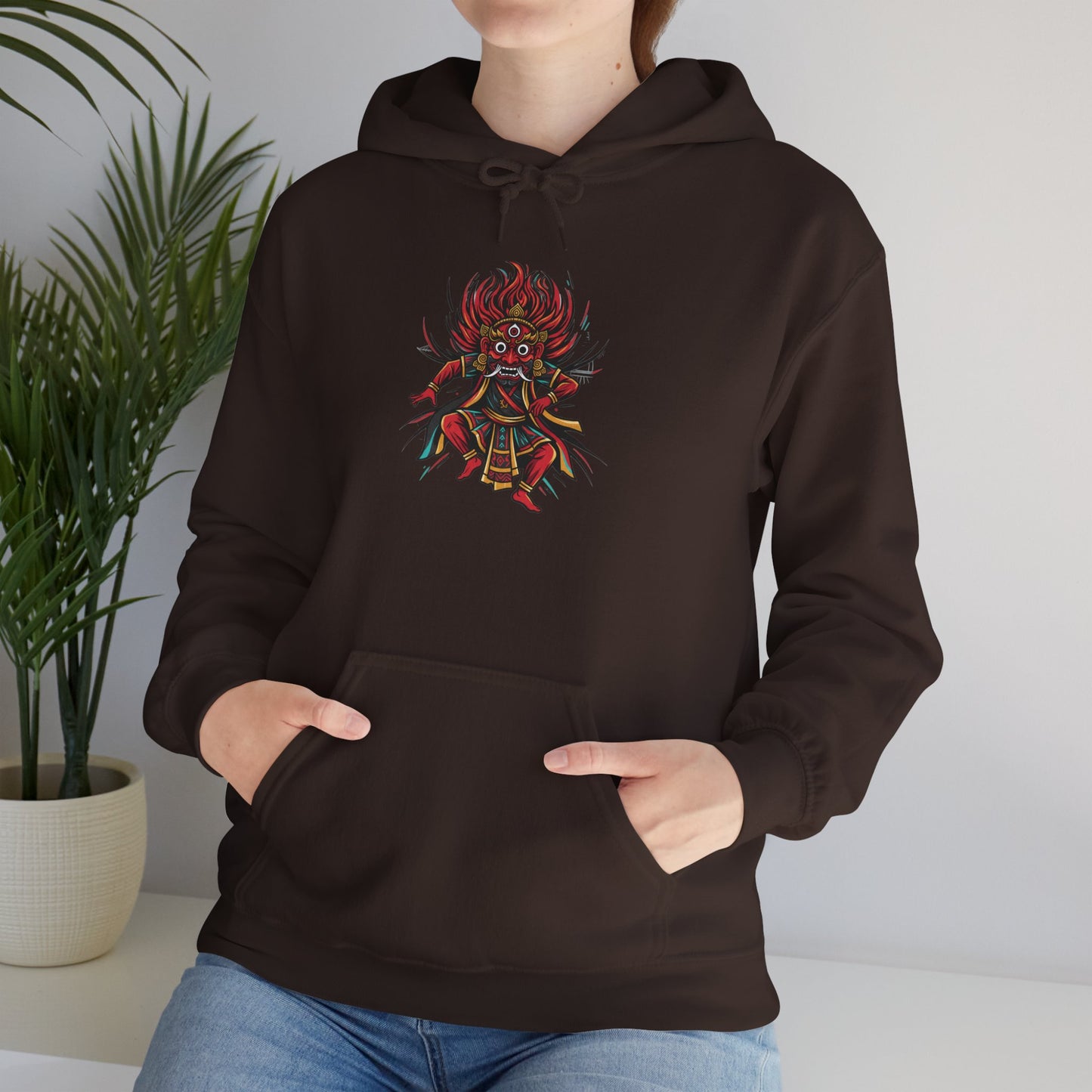 Demonic Oni Mask Hoodie — Japanese Demon Illustration Sweatshirt