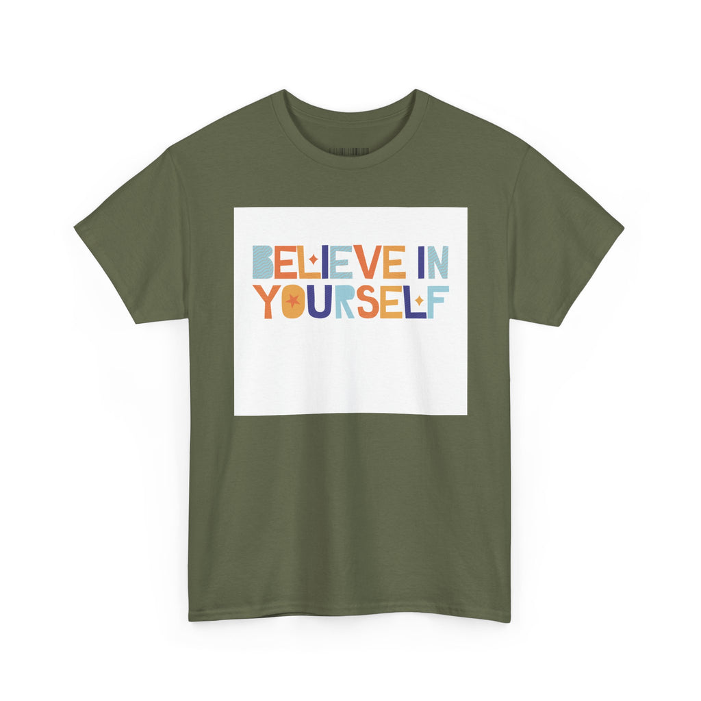 T-Shirt — "Believe in Yourself" Colorful Retro Motivational Tee