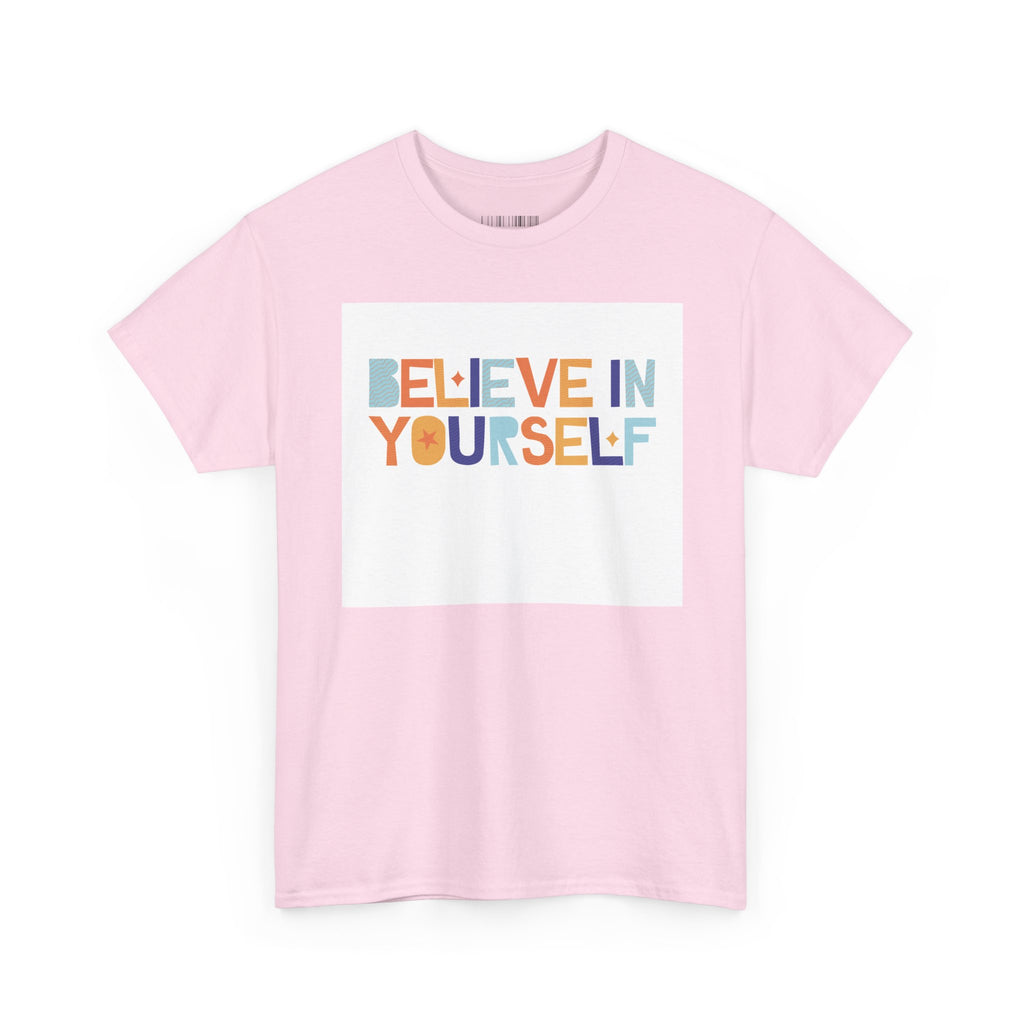 T-Shirt — "Believe in Yourself" Colorful Retro Motivational Tee