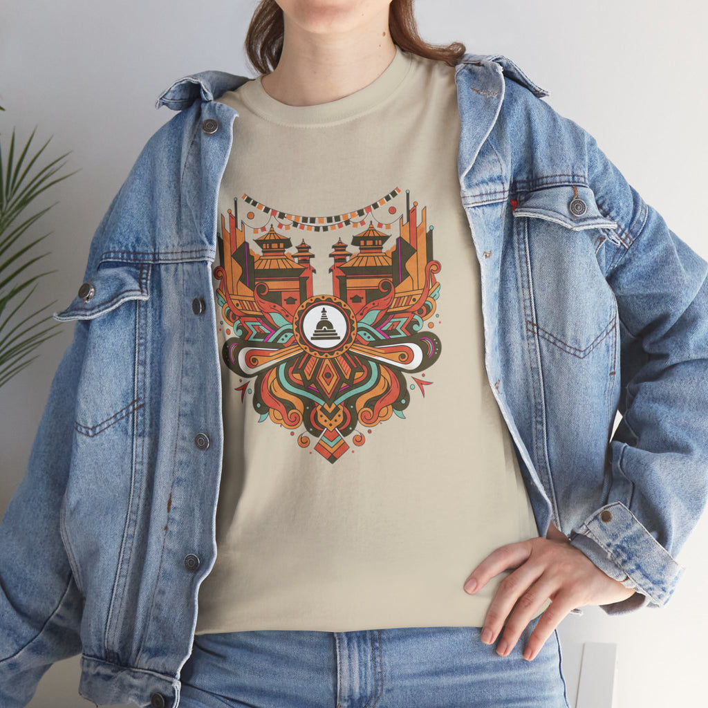 Mandala Cityscape Tee — Boho Urban Art Graphic T-Shirt
