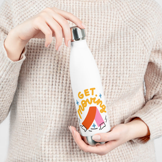 Get Moving Insulated Water Bottle, Motivational Sports Bottle, Hydration Gift, Fitness Bottle, Exercise Accessories, Healthy Living