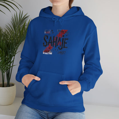Sahaje Graphic Hoodie – Distressed Vintage Script Pullover