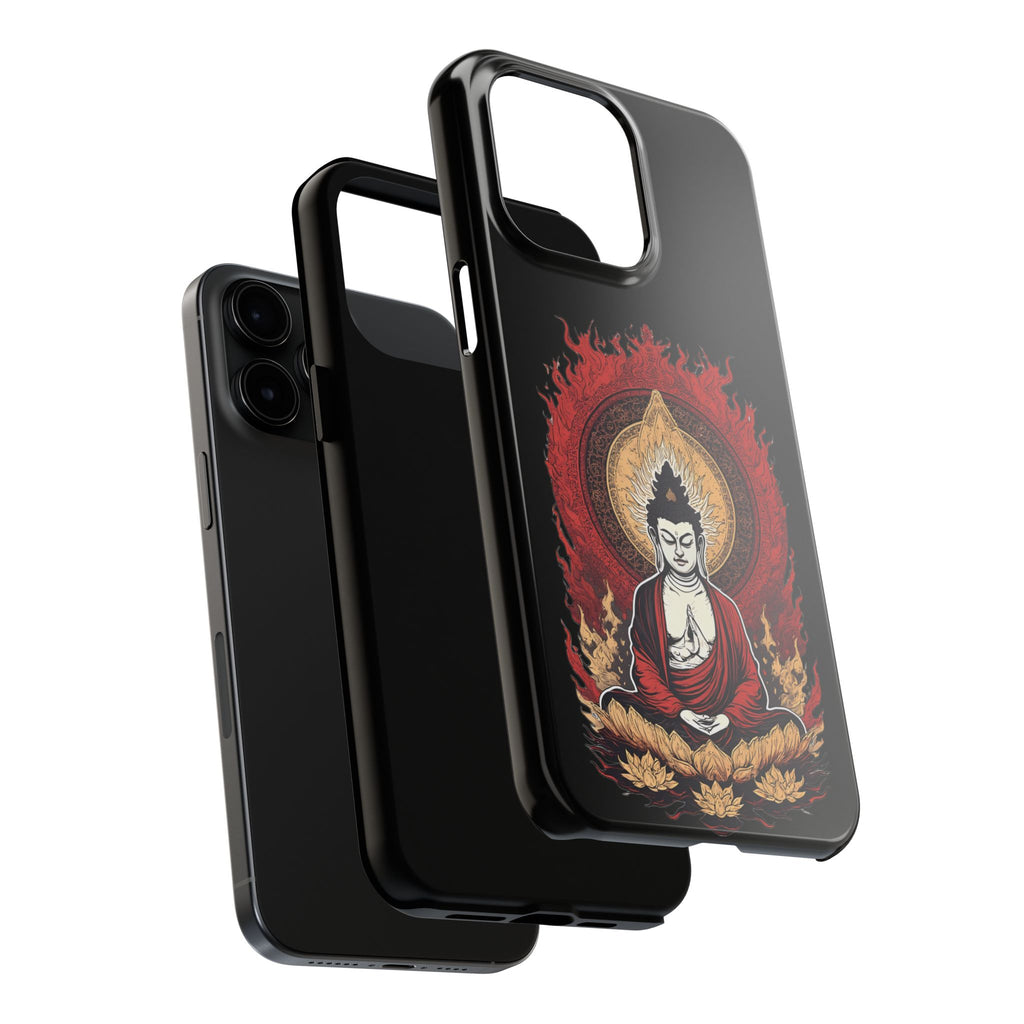 Buddha Meditation Tough Phone Case — Flame Halo Lotus Spiritual Protective Cover