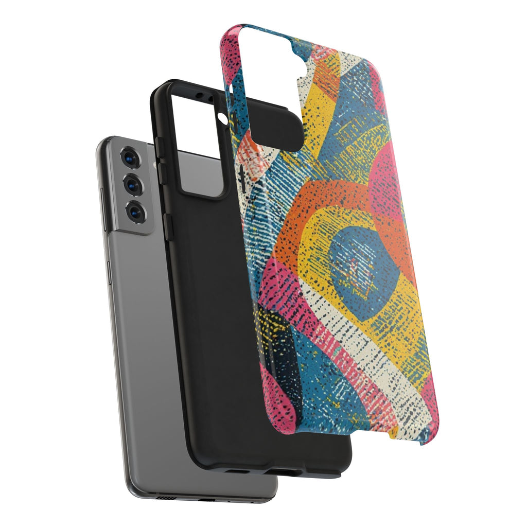 Bold Retro Abstract Tough Phone Case — Colorful Geometric Protective Cover