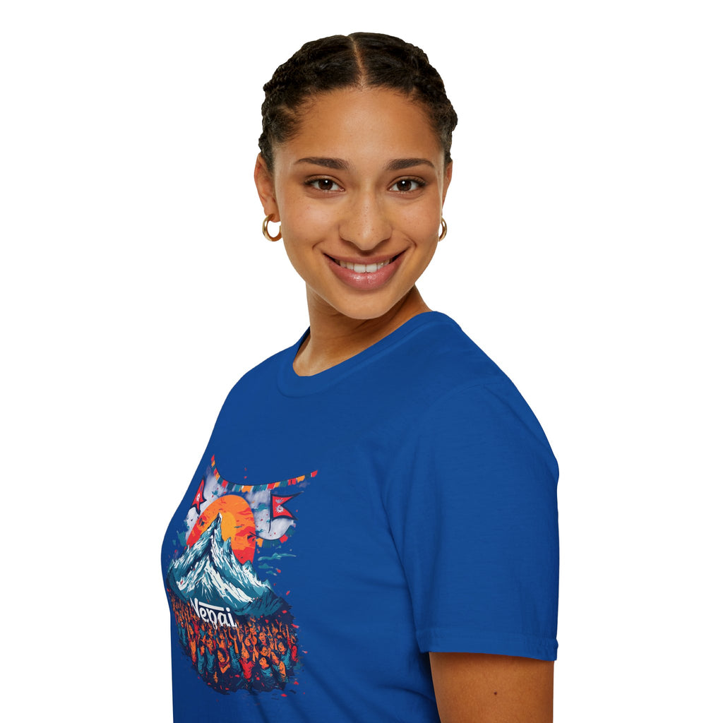 Nepal Mountain Sunrise T-Shirt — Retro Trekking Graphic Tee