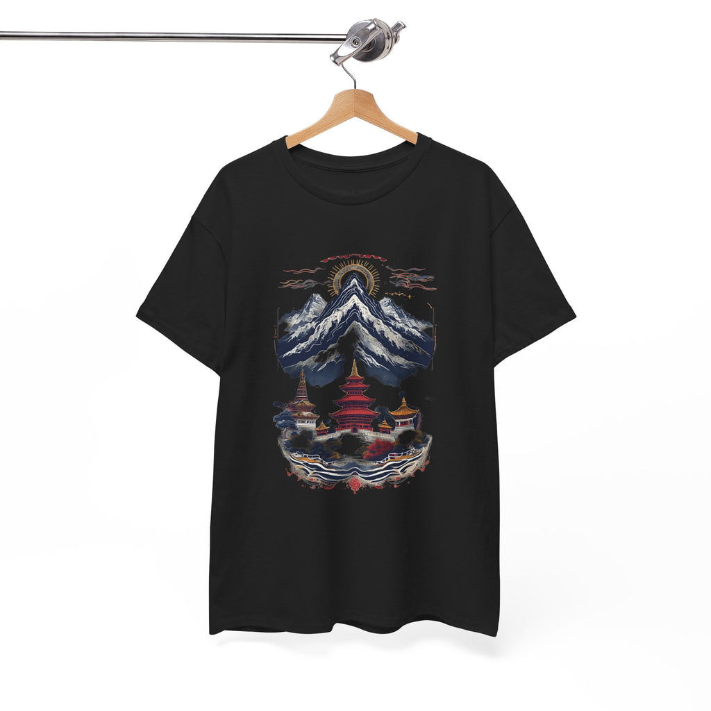 Japanese Mountain Pagoda T-Shirt — Zen Temple Landscape Tee