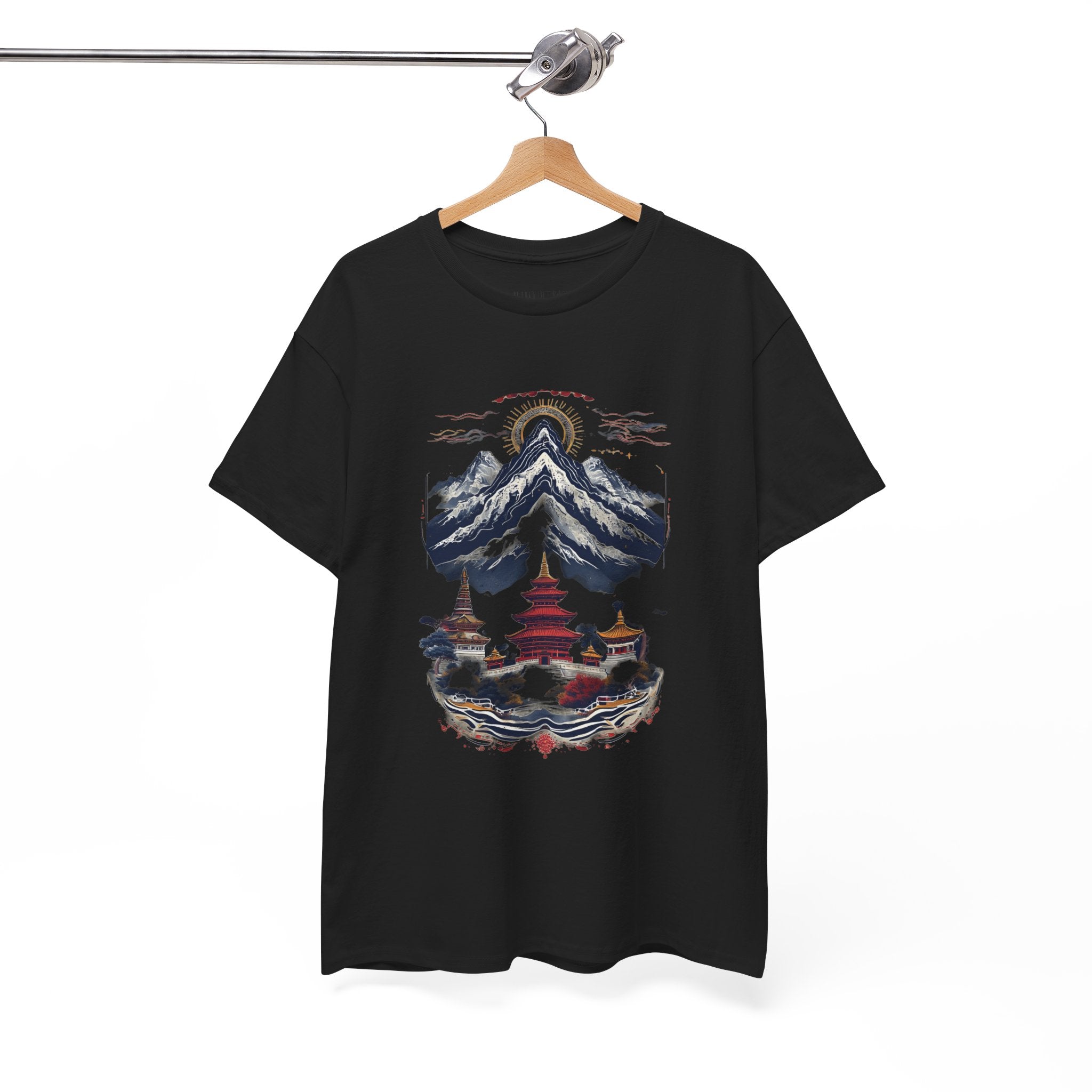Japanese Mountain Pagoda T-Shirt — Zen Temple Landscape Tee