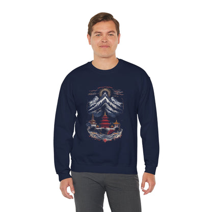 Japanese Mountain Pagoda Crewneck Sweatshirt