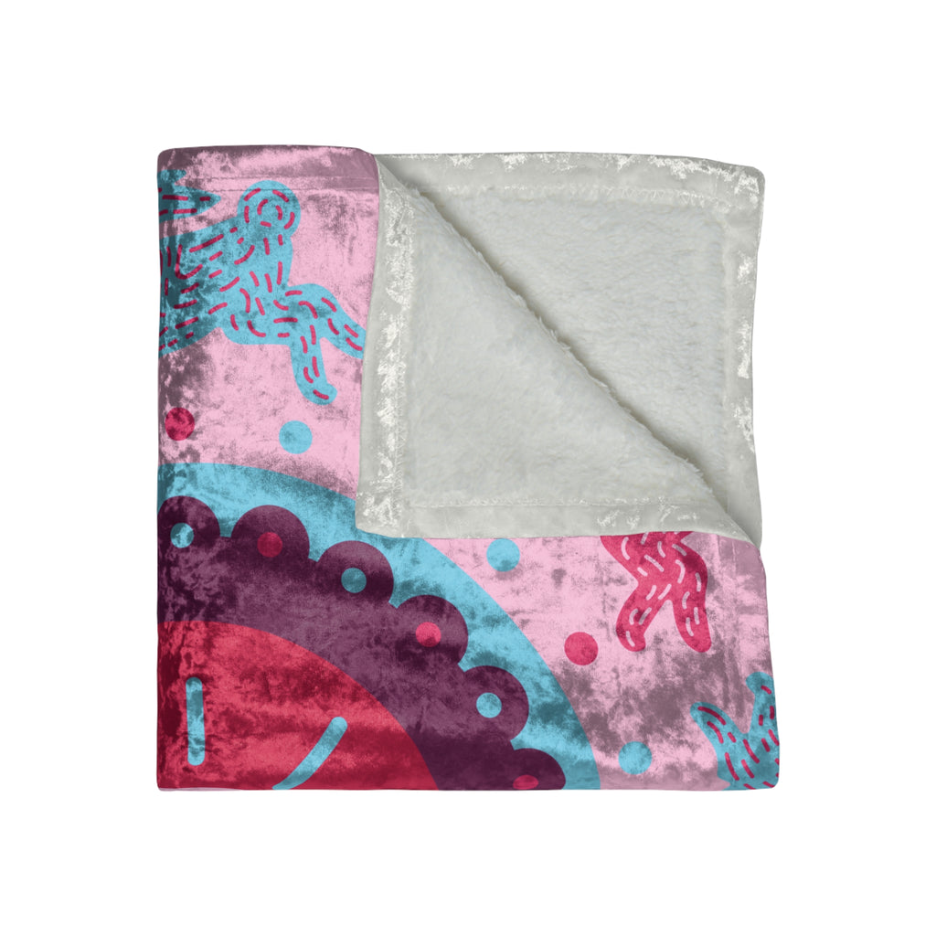 Crushed Velvet Blanket — Mystical Eye & Rabbit Medallion Throw