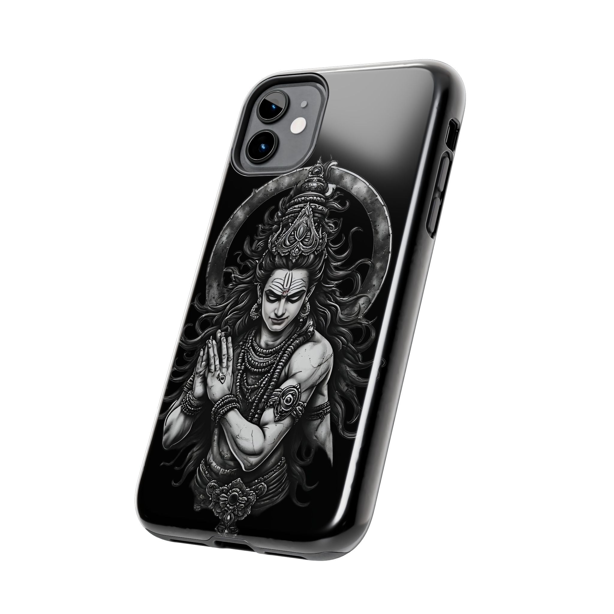 Shiva Tough Phone Case — Black Protective Hindu Deity Design
