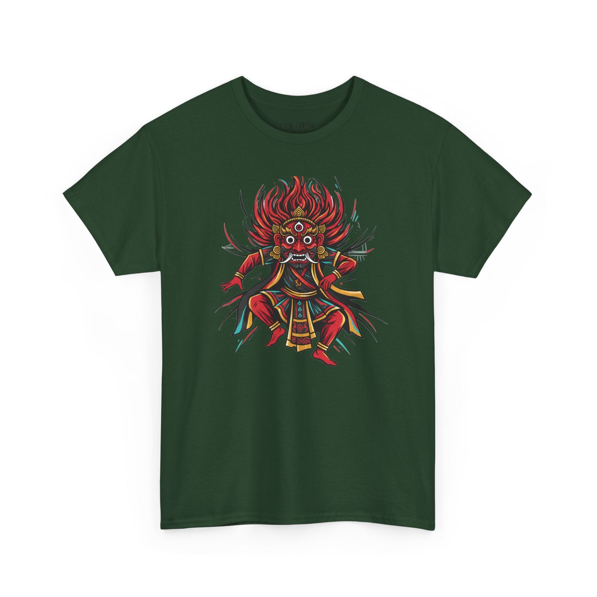 T-Shirt — Fierce Red Oni Demon Graphic Tee (Mythic Japanese Mask Design)