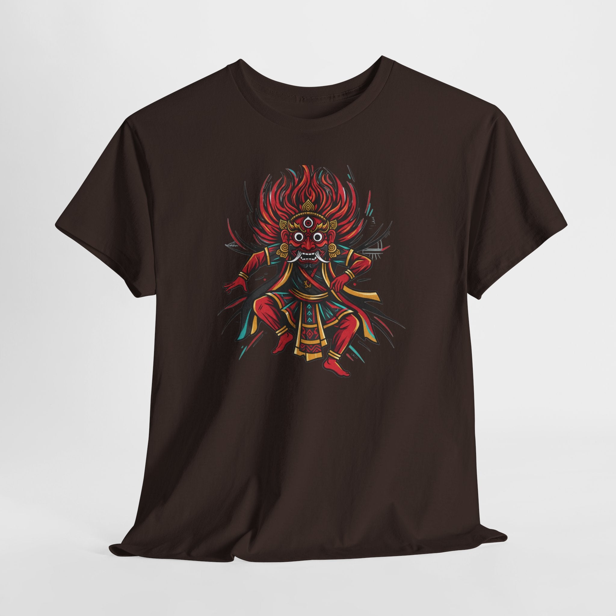 T-Shirt — Fierce Red Oni Demon Graphic Tee (Mythic Japanese Mask Design)