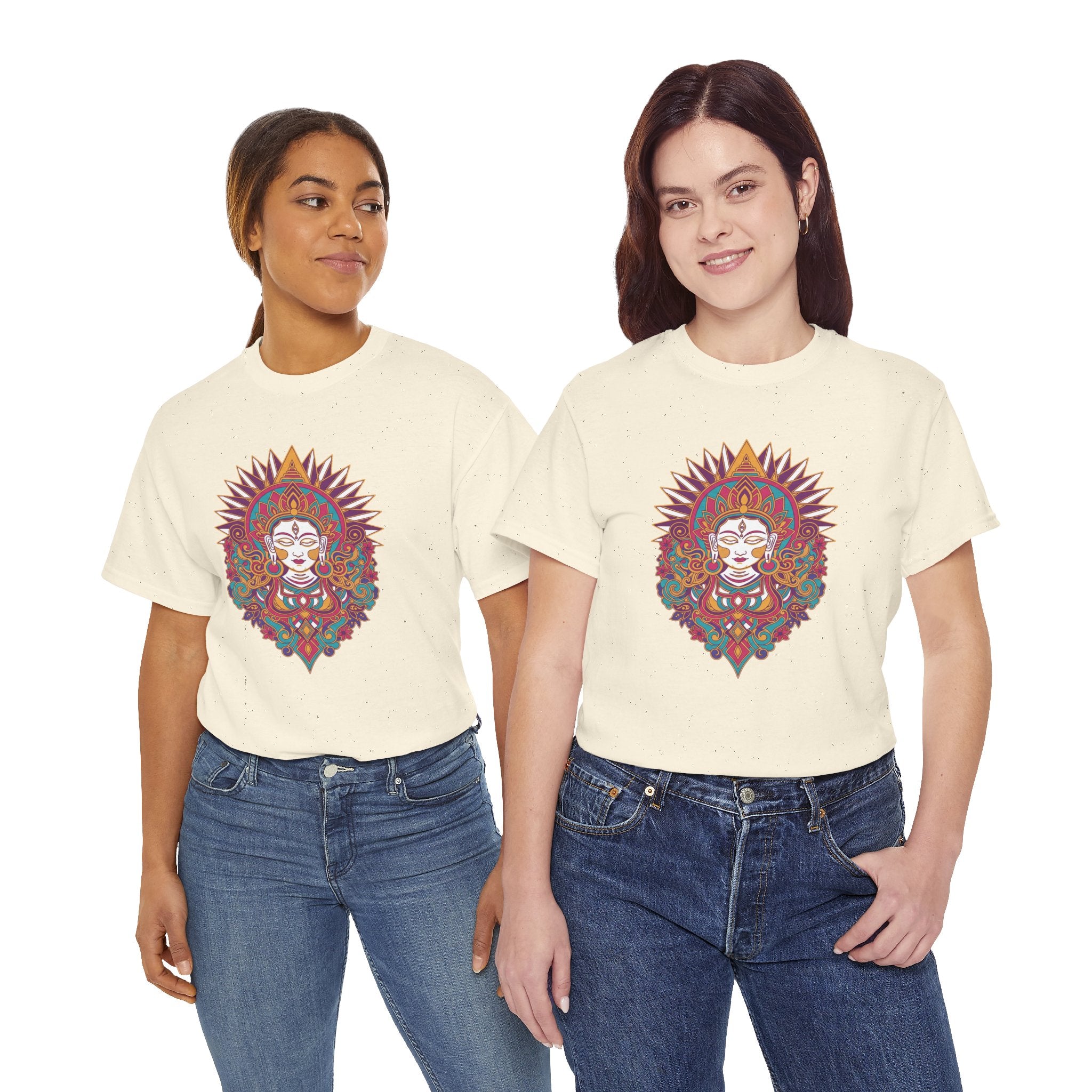 Spiritual Goddess Sun Mandala Tee — Colorful Boho Yoga T‑Shirt