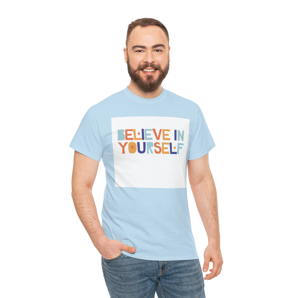 T-Shirt — "Believe in Yourself" Colorful Retro Motivational Tee
