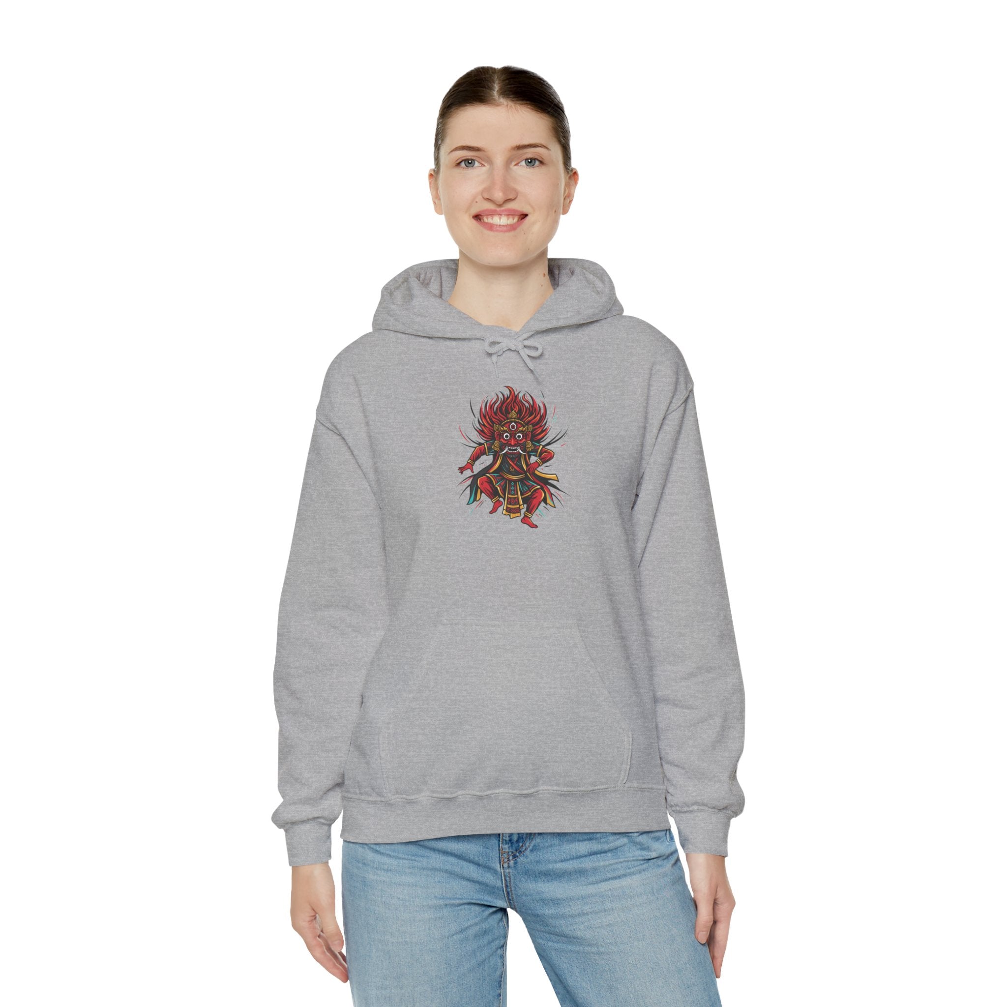 Demonic Oni Mask Hoodie — Japanese Demon Illustration Sweatshirt