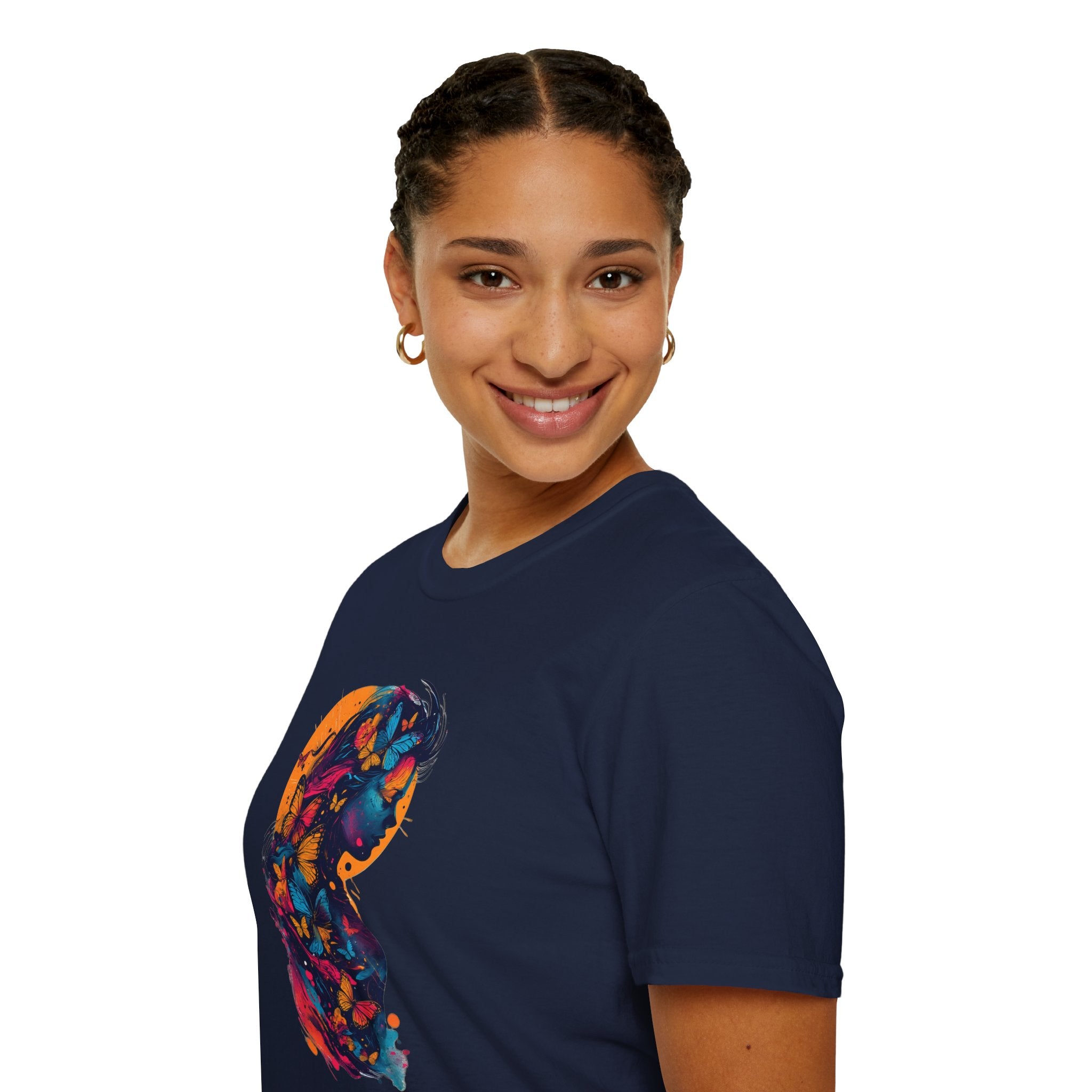 Butterfly Silhouette T-Shirt — Colorful Floral Profile Tee