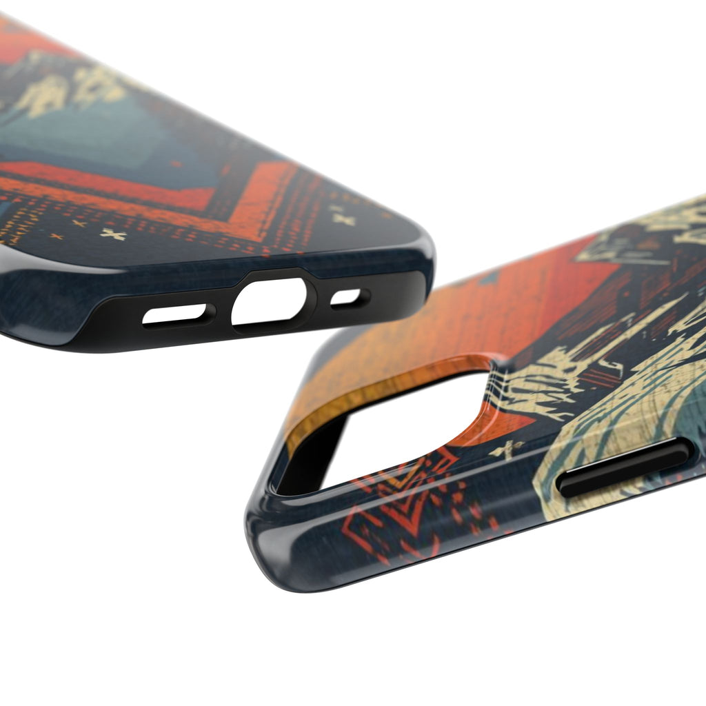 Tough Phone Case — Retro Mountain Sunset Design