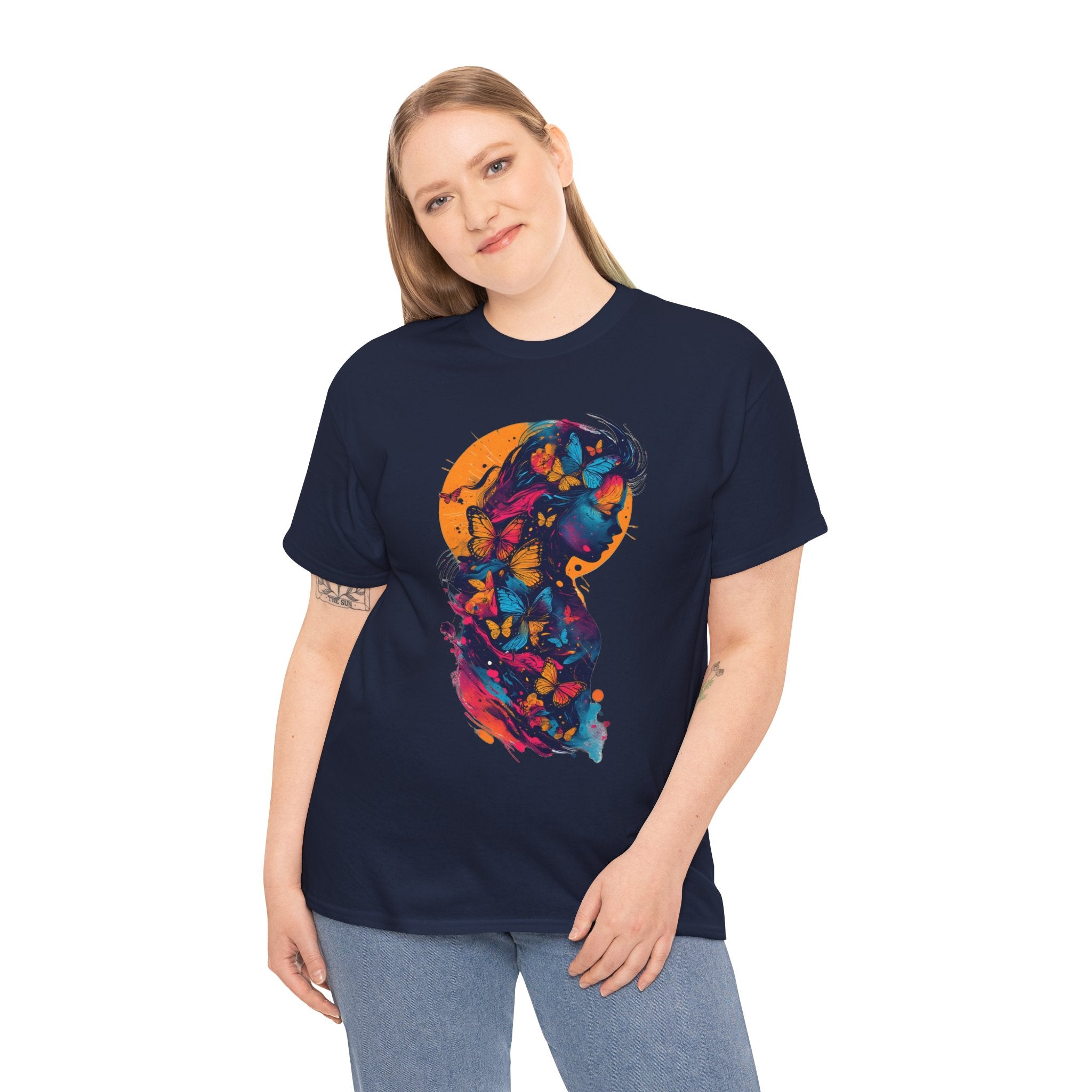 Butterfly Silhouette Graphic Tee — Colorful Maternity Profile Design