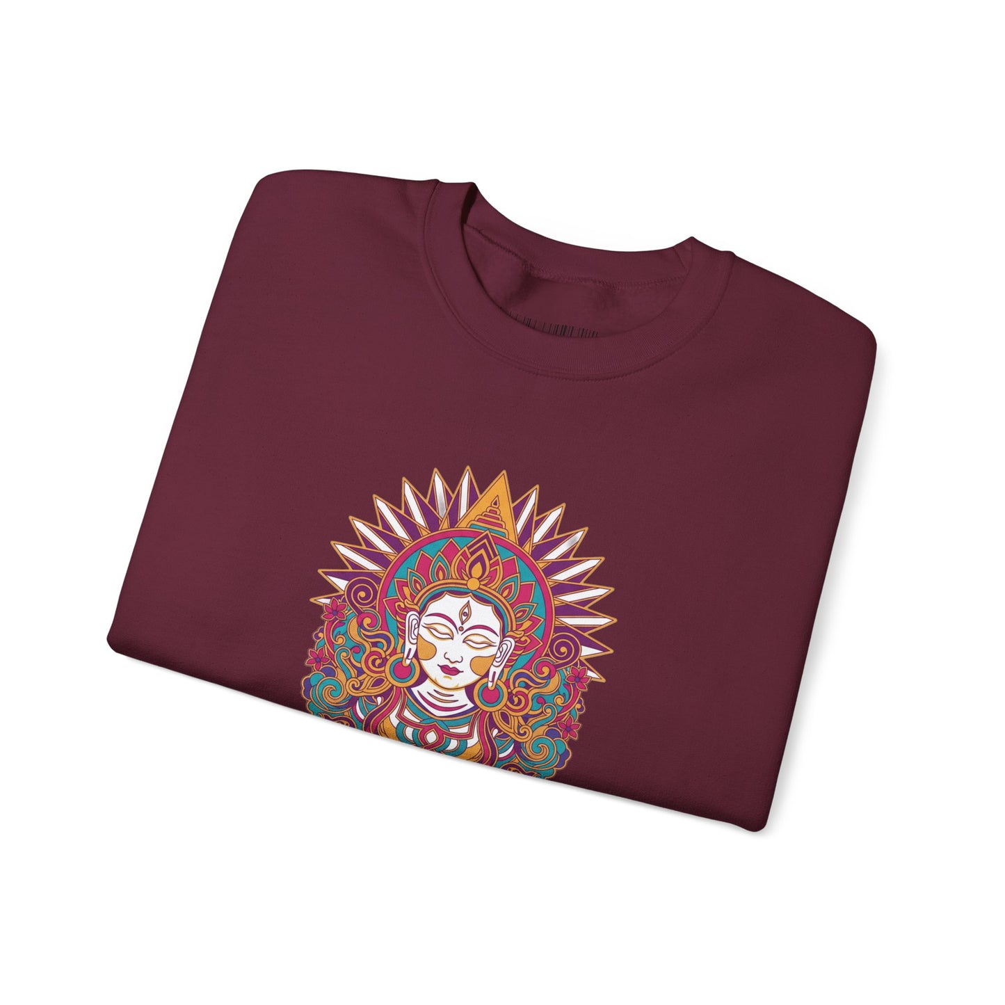 Crewneck Sweatshirt — Colorful Mandala Goddess Graphic