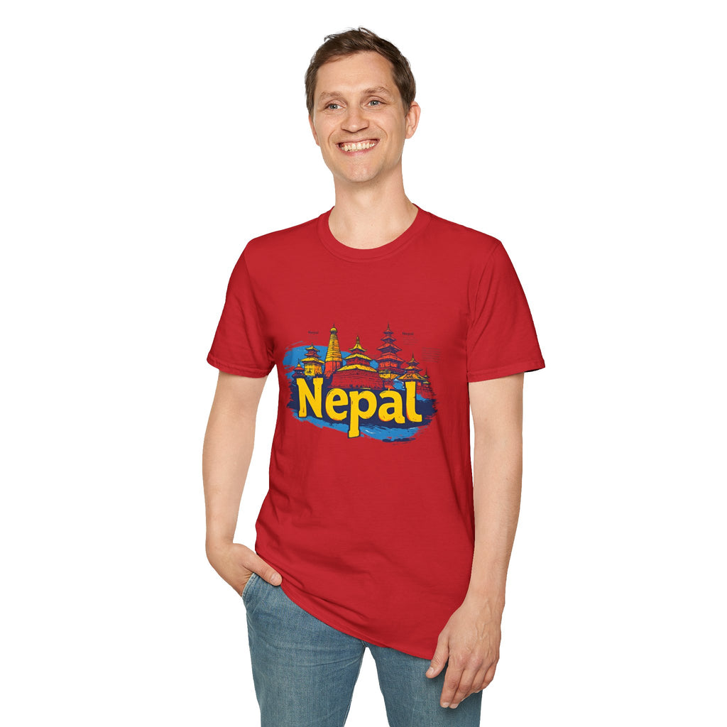 Nepal Temple Skyline T-Shirt – Nepali Cultural Heritage Graphic Tee, Travel & Spiritual Design