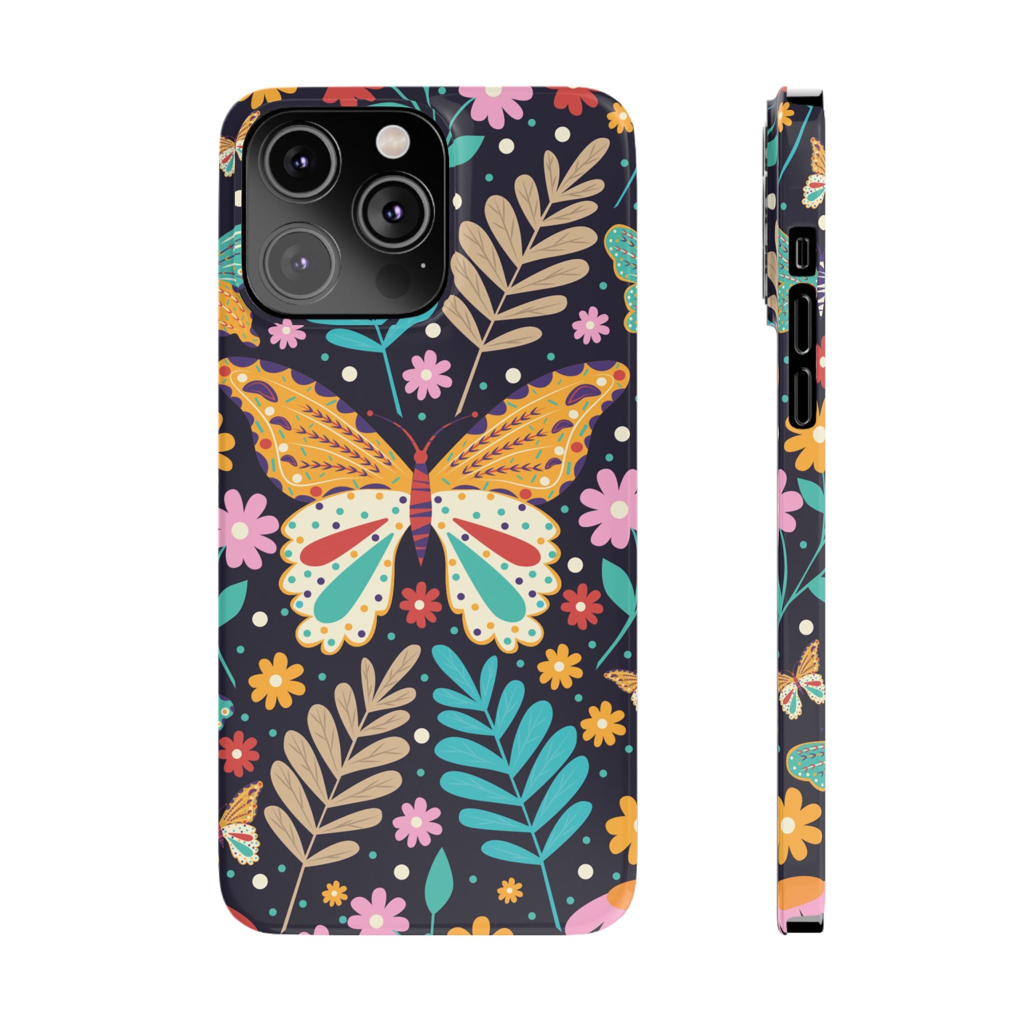 Butterfly Floral Slim Phone Case — Colorful Boho Garden Design