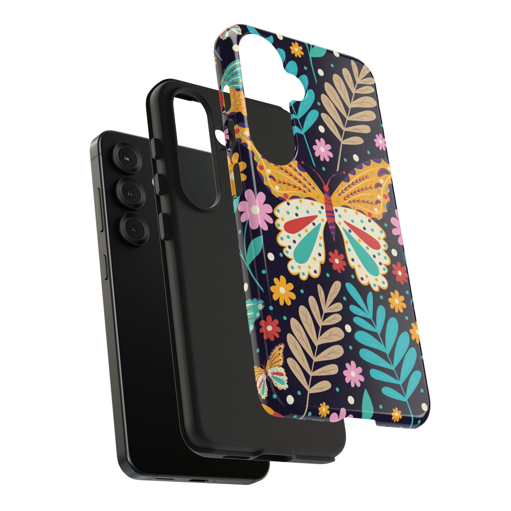 Floral Butterfly Tough Phone Case — Colorful Garden Protective Cover