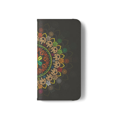 Colorful Mandala Flip Case for Phone, Bohemian Style Wallet Cover, Unique Gift for Her, Vibrant Phone Accessories, Eco-Friendly Protection