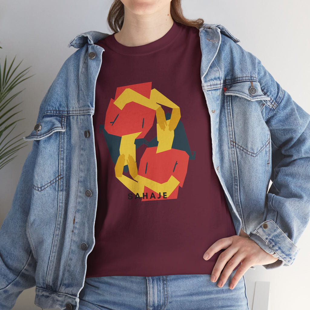 Foxes in Hexagon Graphic Tee — Minimal Geometric Animal Shirt