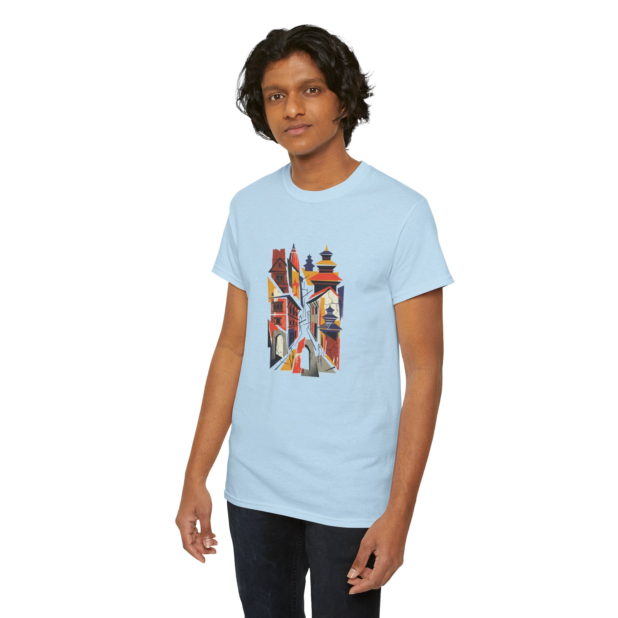 Cityscape Abstract Tee — Colorful Urban Architecture Graphic T‑Shirt