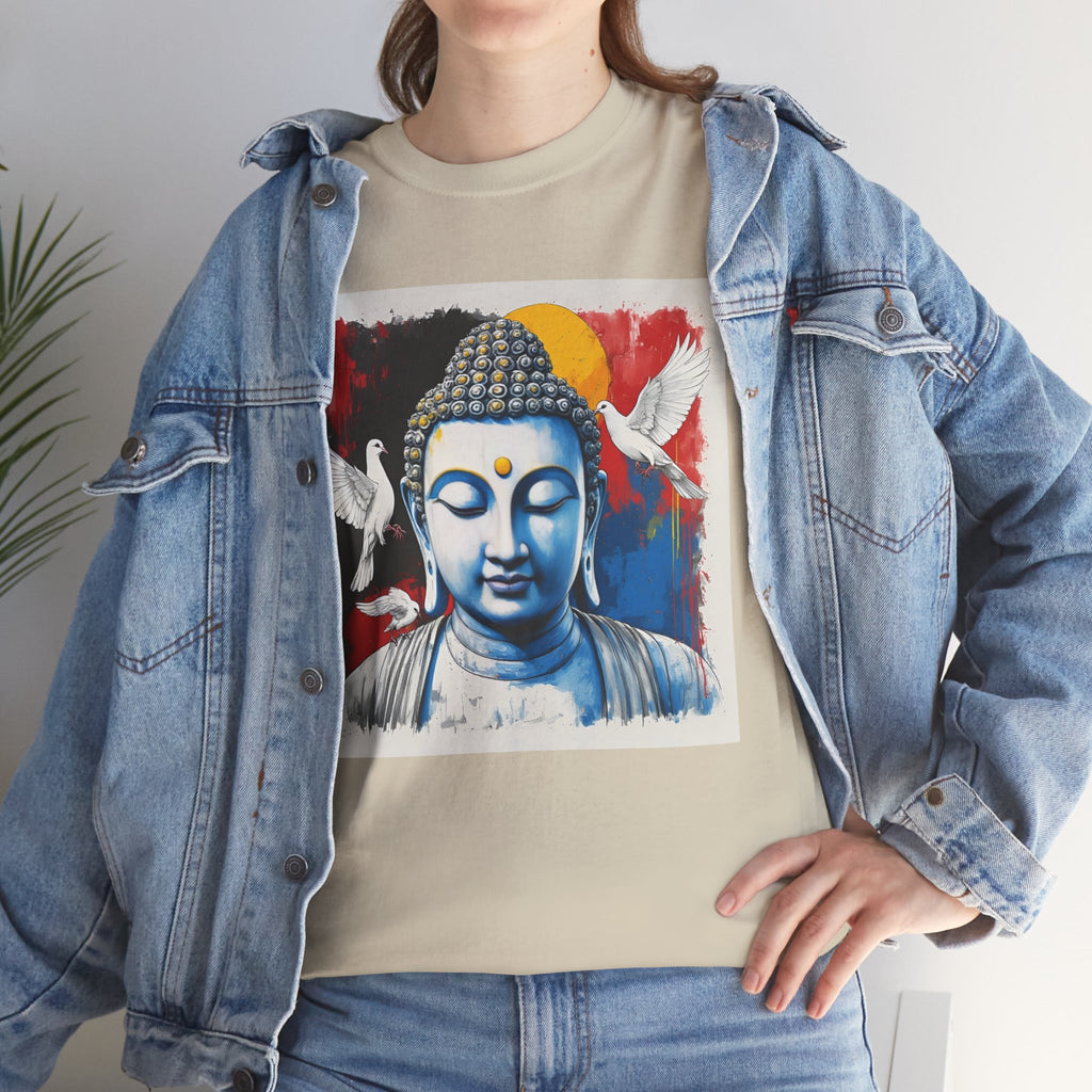Buddha Peace Tee — Colorful Buddha & Doves Graphic T-Shirt