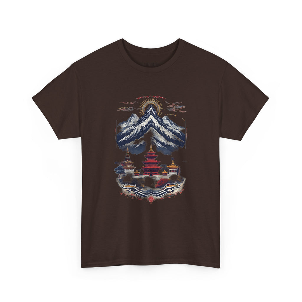 Japanese Mountain Pagoda T-Shirt — Zen Temple Landscape Tee