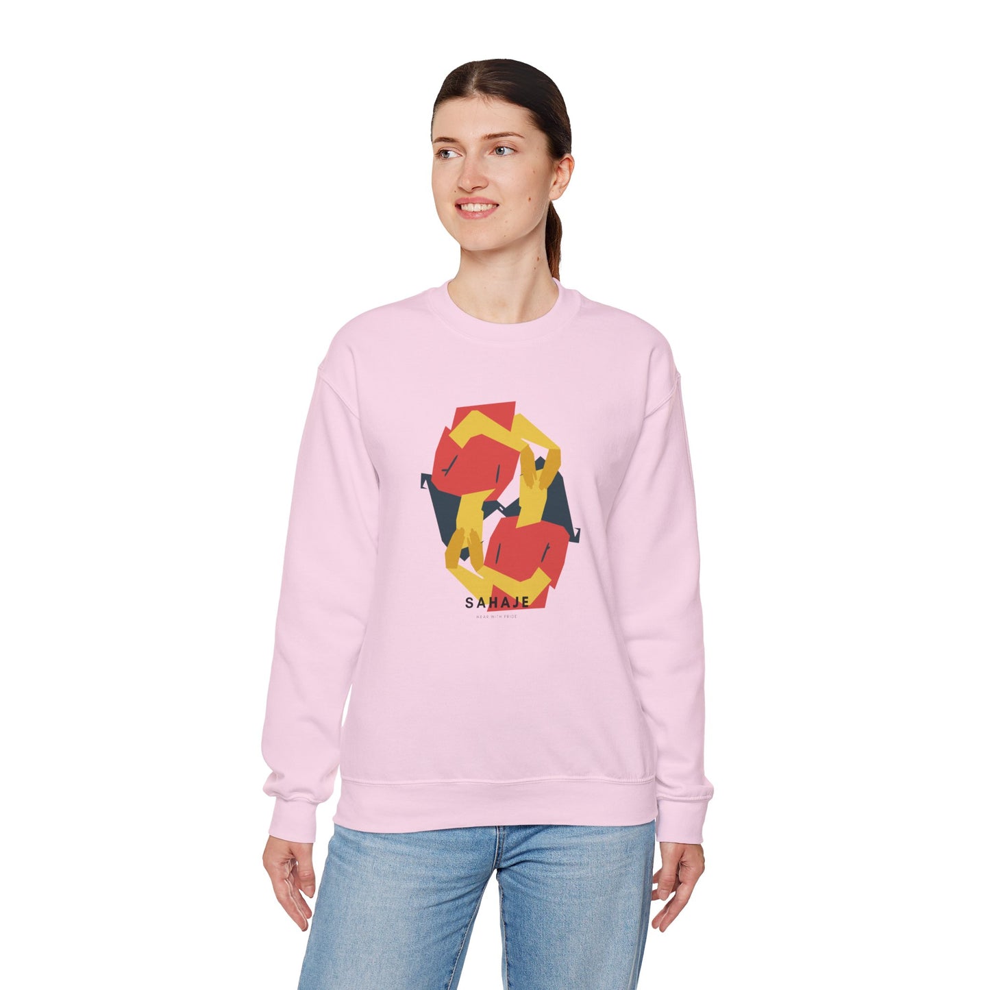 Abstract Flamingo Geometric Crewneck Sweatshirt