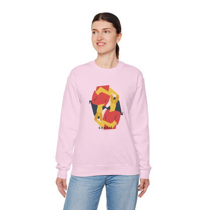 Abstract Flamingo Geometric Crewneck Sweatshirt