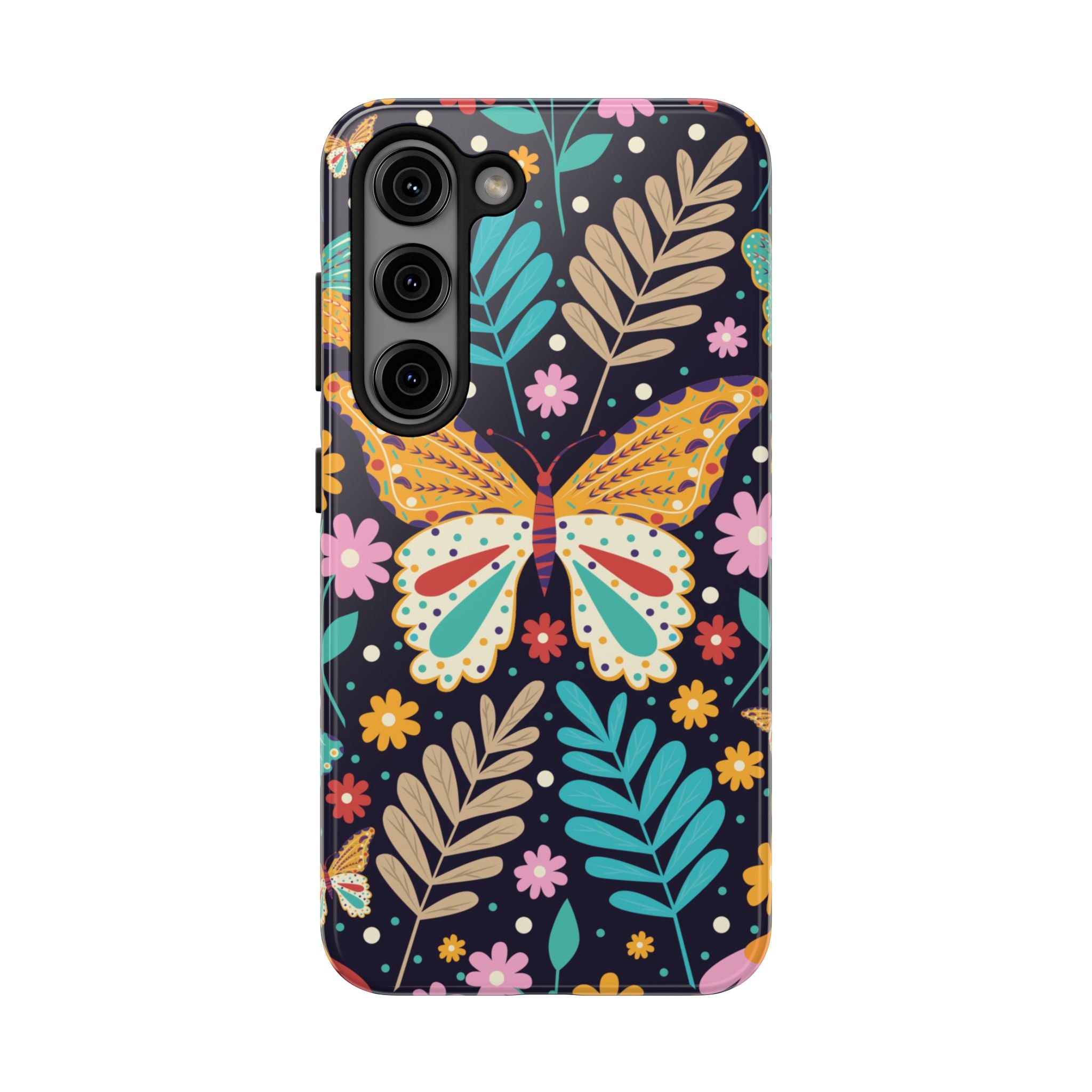 Floral Butterfly Tough Phone Case — Colorful Garden Protective Cover