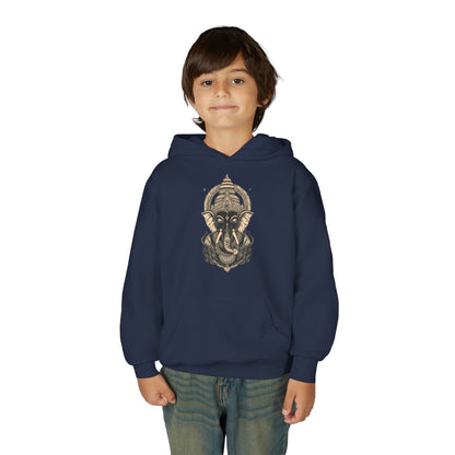 Youth Hoodie — Majestic Ganesha Elephant Art Graphic