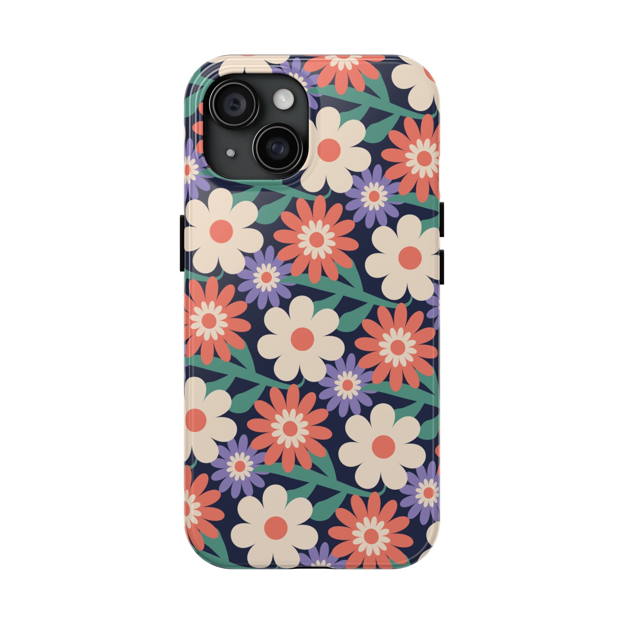 Floral Tough Phone Case — Retro Daisies Protective Phone Cover