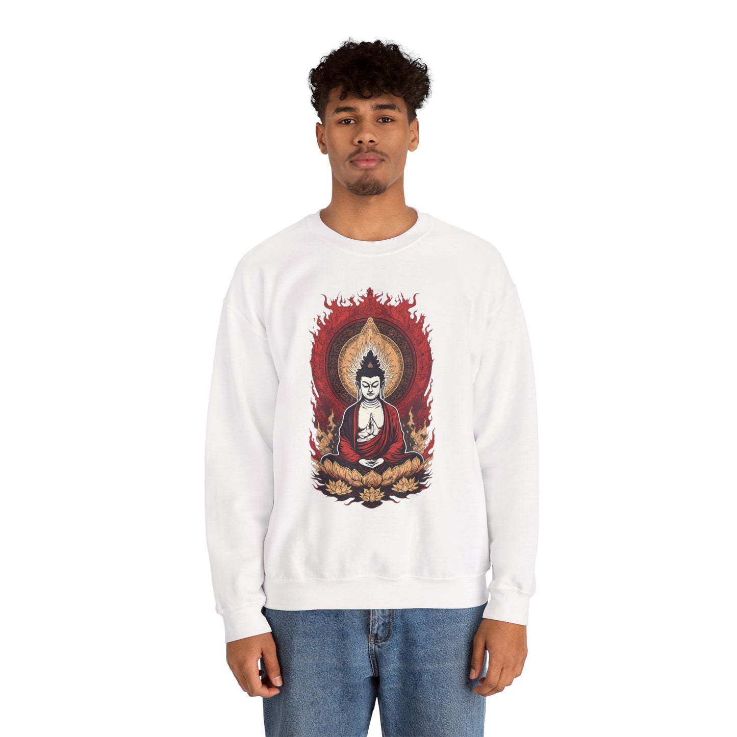 Buddha Lotus Flame Crewneck Sweatshirt