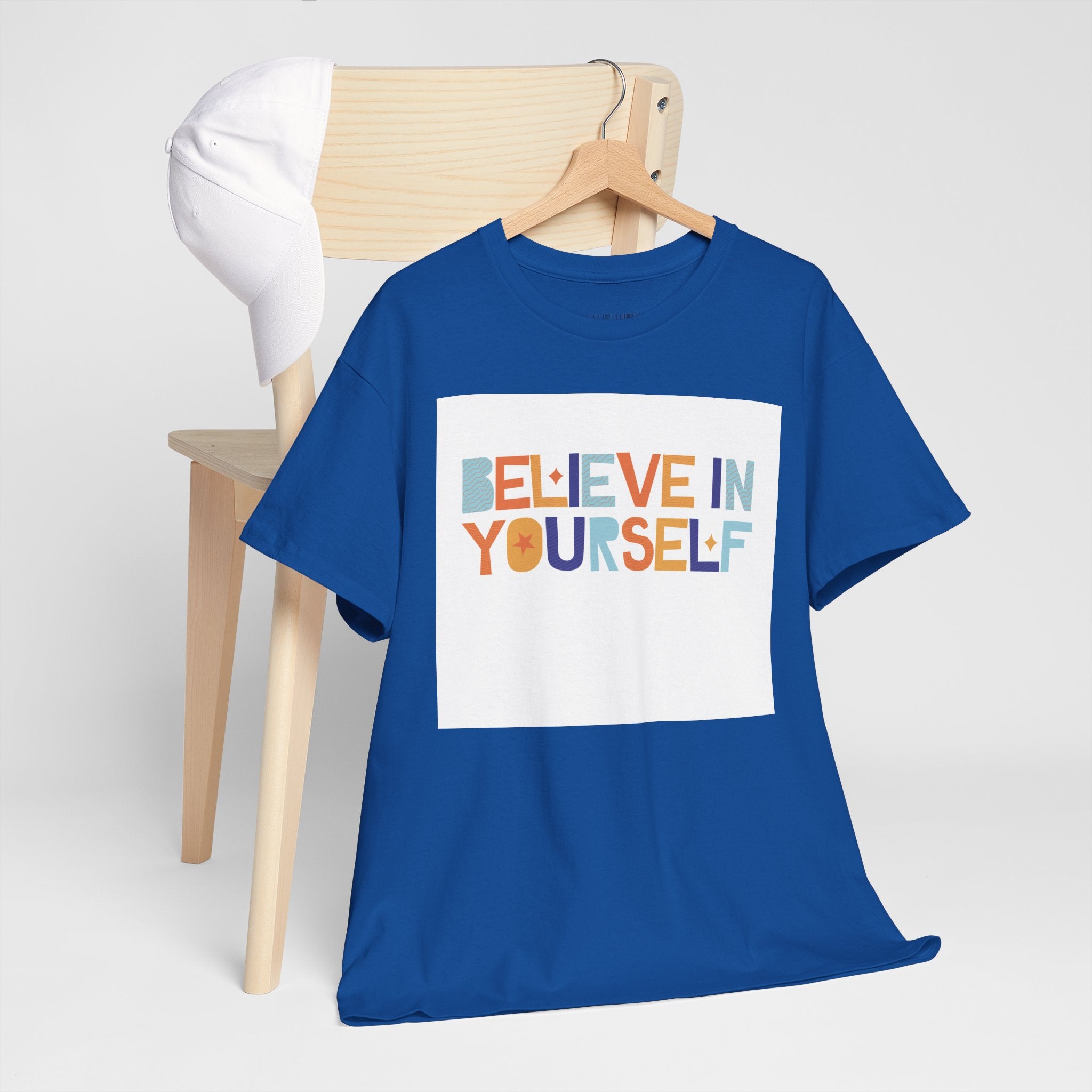 T-Shirt — "Believe in Yourself" Colorful Retro Motivational Tee