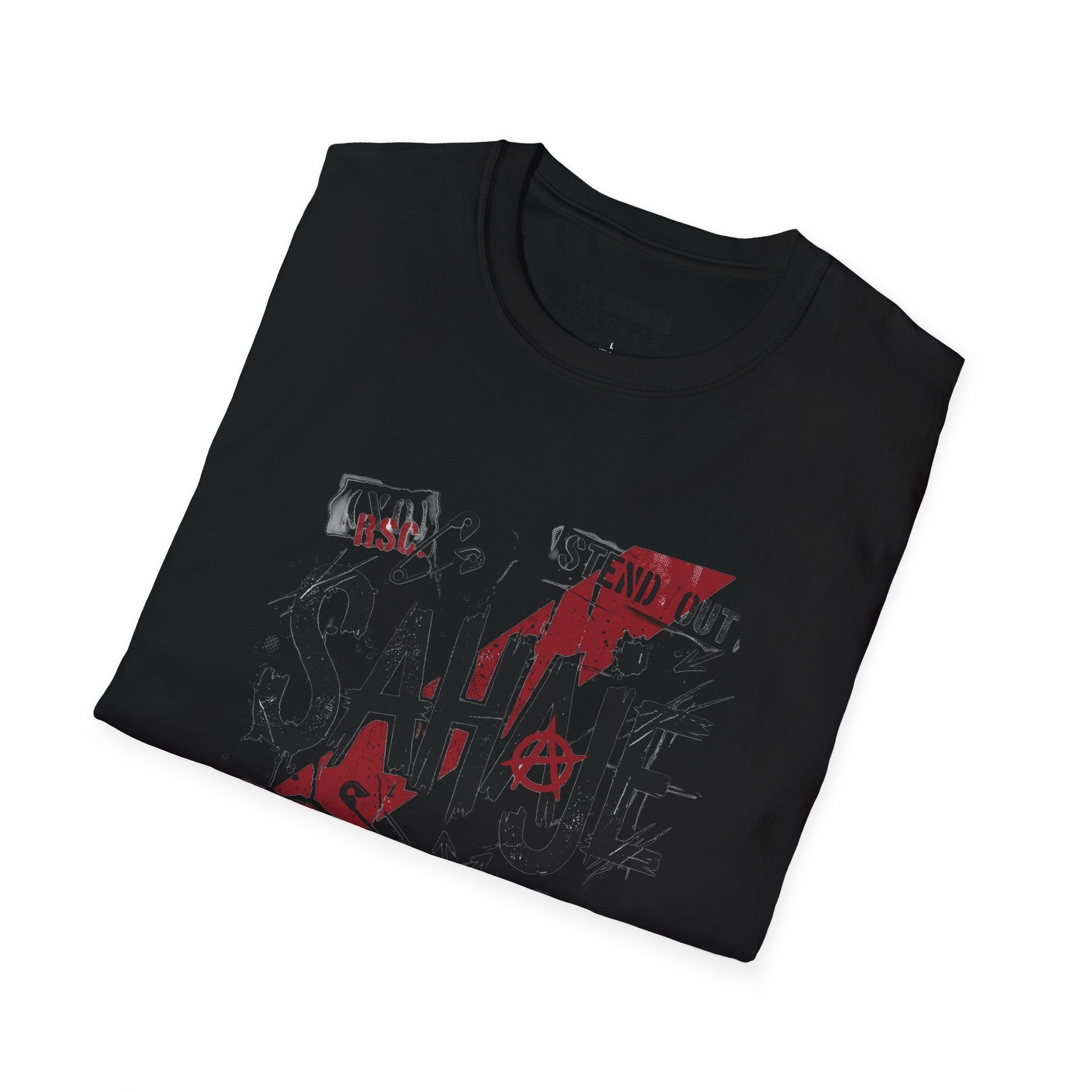 SAHAJE Graphic T‑Shirt — Distressed Red Accent Streetwear Tee