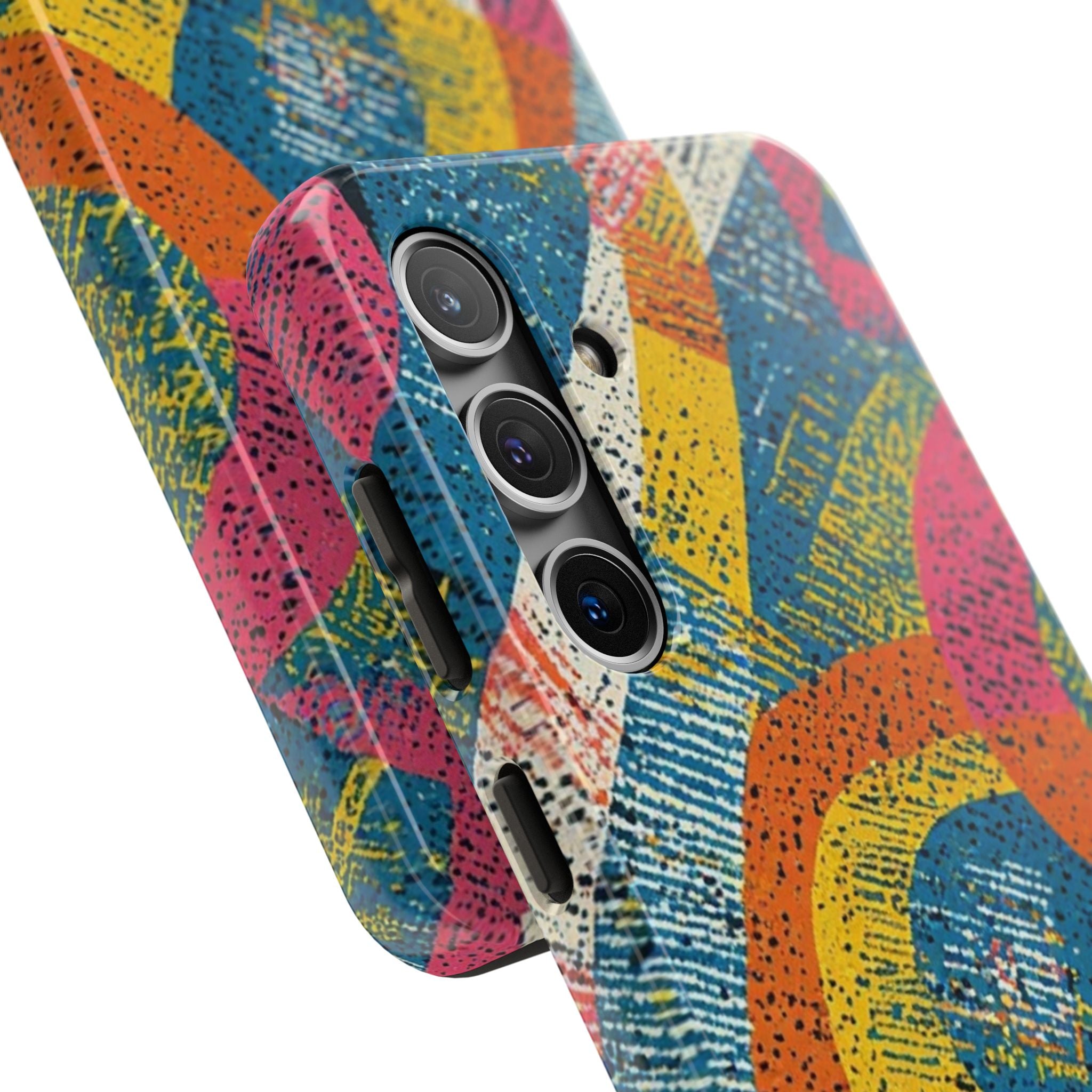 Bold Retro Abstract Tough Phone Case — Colorful Geometric Protective Cover