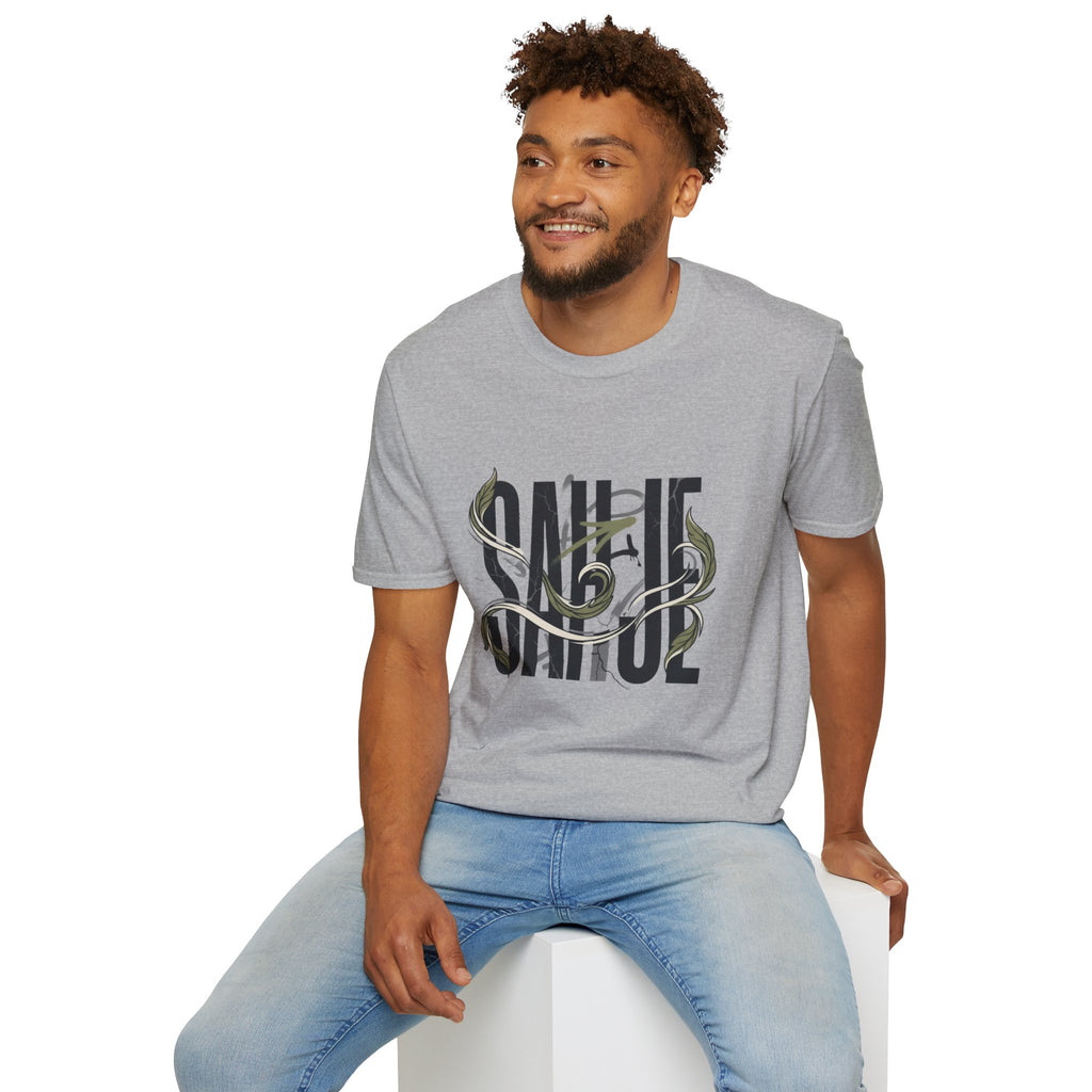 Saurus Graphic T-Shirt — Retro Block Lettering with Snake Illustration