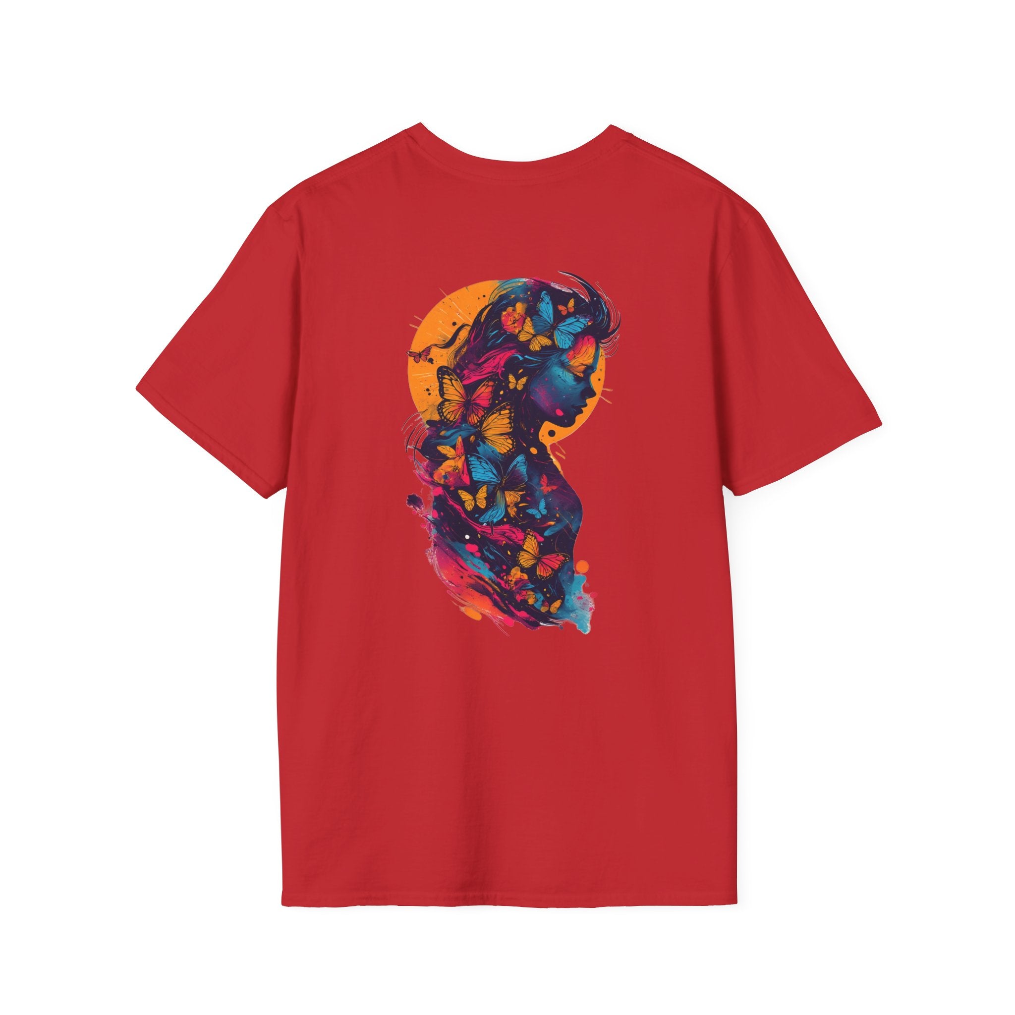 Butterfly Silhouette T-Shirt — Colorful Woman Profile Graphic Tee