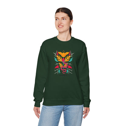 Sahajé Floral Snake Crewneck Sweatshirt — Colorful Botanical Serpent Graphic